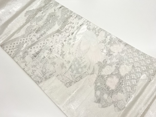 屏風に花鳥模様織出し袋帯